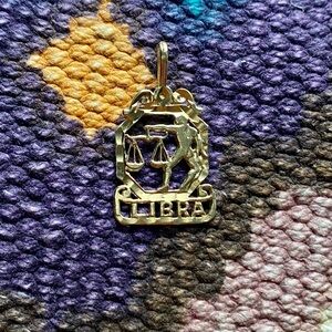 14K Libra Charm Pendant Solid Gold Elegant 14k Vintage